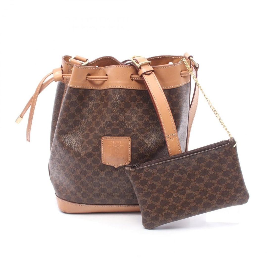 Celine Macadam Shoulder Bag/Handbag, Coated Canvas and Leather, Women's, Brown: --- Catalog ---Category: SizeSize (HxWxD): 24cm x 19cm x 12cm / 9.44'' x 7.48'' x 4.72''Category: DesignType: Handbag, Shoulder bagColor: BrownGender: WomenMaterial: Coated canvas , Leather Category: 