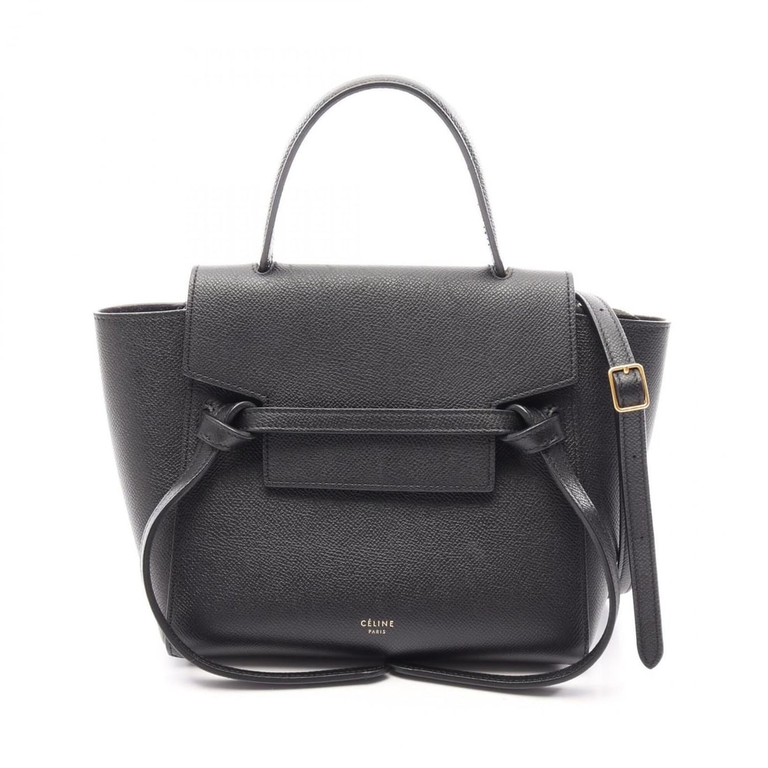 Celine BELT BAG NANO 2-Way Handbag, Leather, Women's, Black (Item No. 185003): --- Catalog ---Category: SizeSize (HxWxD): 19cm x 20cm x 11cm / 7.48'' x 7.87'' x 4.33''Category: DesignType: HandbagColor: BlackGender: WomenMaterial: Leather Category: GeneralMPN: 185003Brand: Celin