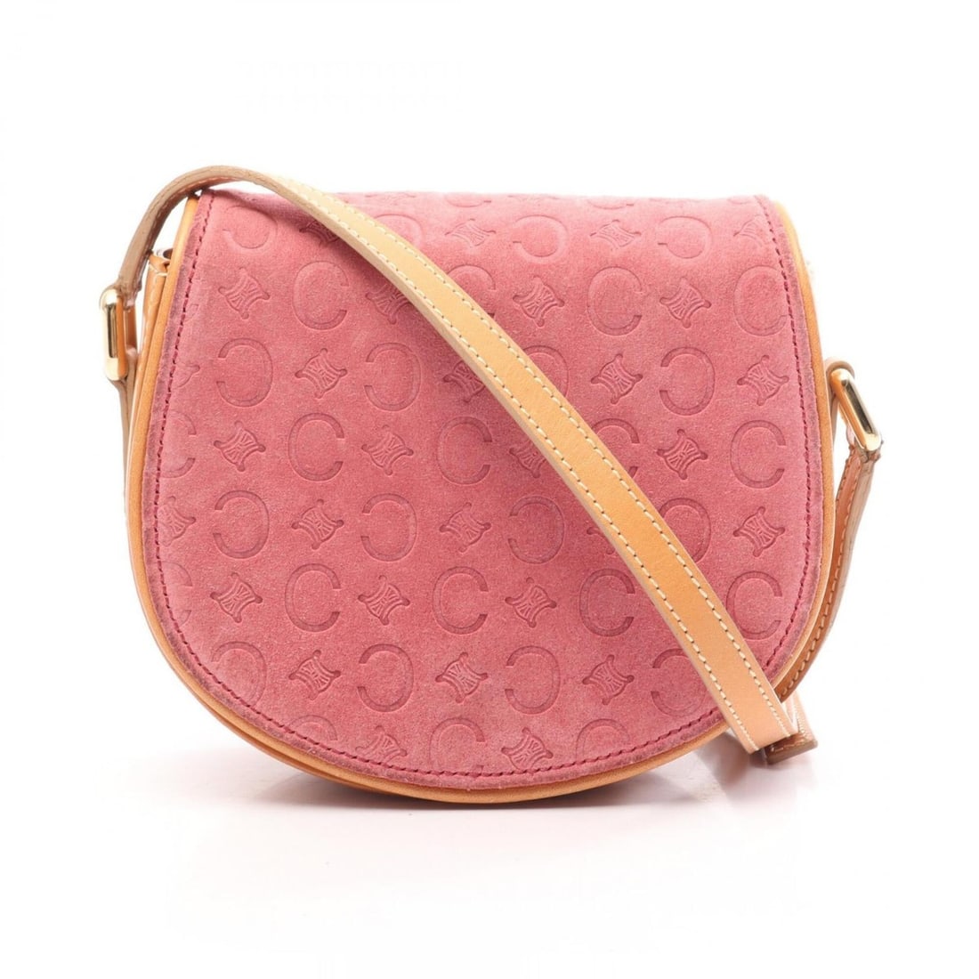 Celine C Macadam Shoulder Bag/Handbag, Suede Leather, Women's, Pink/Beige: --- Catalog ---Category: SizeSize (HxWxD): 12.5cm x 15cm x 5.5cm / 4.92'' x 5.9'' x 2.16''Category: DesignType: Handbag, Shoulder bagColor: Beige, PinkGender: WomenMaterial: Suede , Leather Category: 