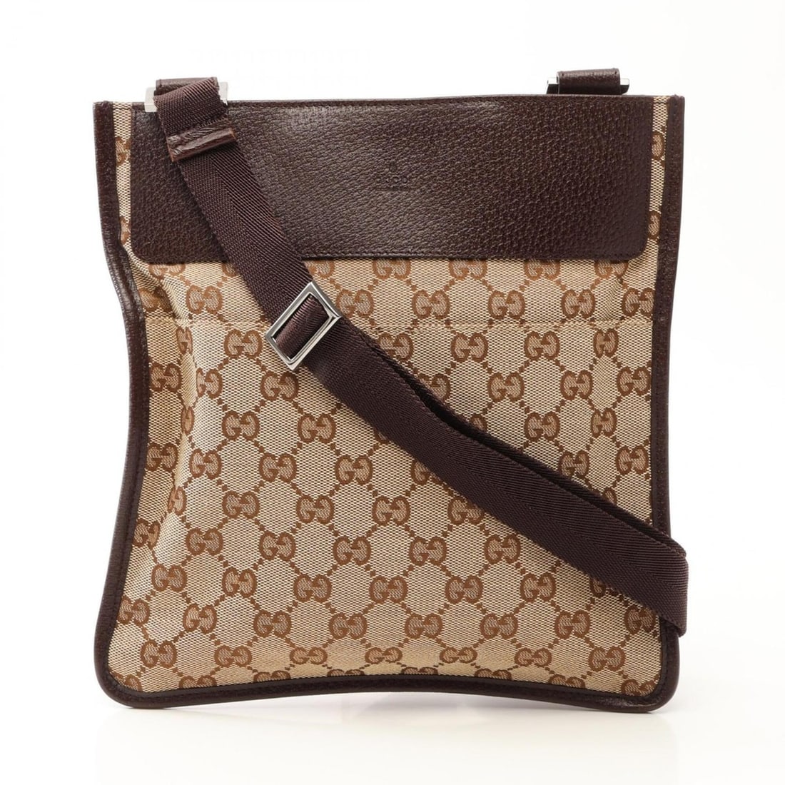 Gucci GG Canvas Shoulder Bag/Handbag, and Leather, Women's, Beige/Brown, 27639: --- Catalog ---Category: SizeSize (HxWxD): 25cm x 24cm x 5.00mm / 9.84'' x 9.44'' x 0.19''Strap Length: 72cm - 132cm / 28.34'' - 51.96''Category: DesignType: Handbag, Shoulder bagColor: Beige, BrownGe