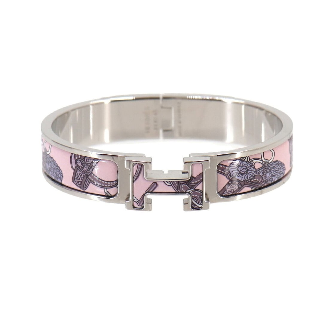 Hermes Clic H PM Honage Brides de Coeur Bangle Pink Silver: --- Catalog ---Category: PackNumber in Pack: 9Category: SizeLength: 16cm / 6.29''Category: DesignType: BangleColor: Pink, SilverGender: WomenCategory: GeneralLine: ClicBrand: Hermes--- Item List ---Se