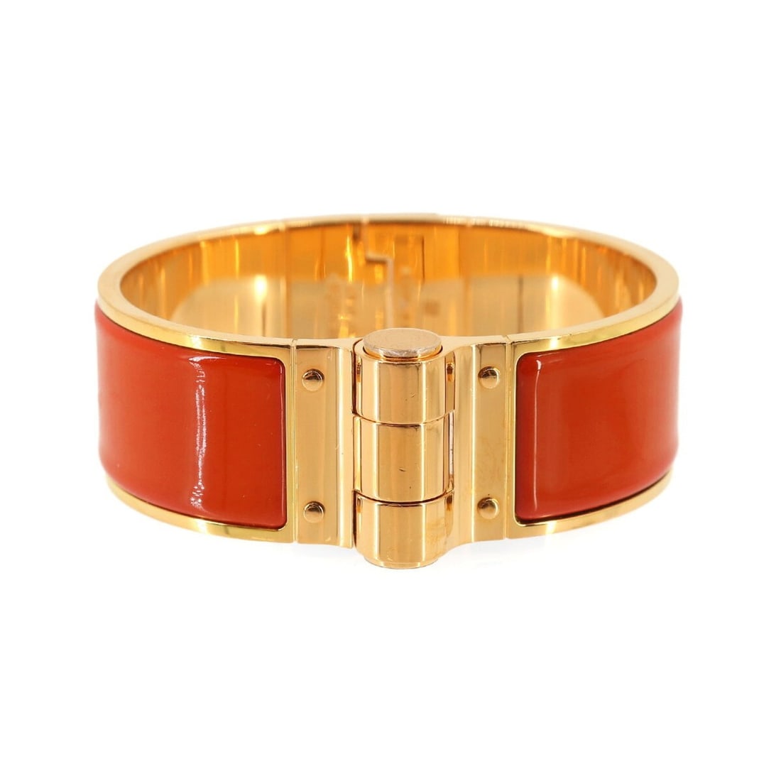 Hermes Charniere GM Bracelet Bangle Gold Rouge Vif: --- Catalog ---Category: PackNumber in Pack: 9Category: SizeLength: 16.5cm / 6.49''Category: DesignType: Charm braceletColor: Gold, Rouge vifGender: WomenCategory: GeneralBrand: Hermes--- Item List --