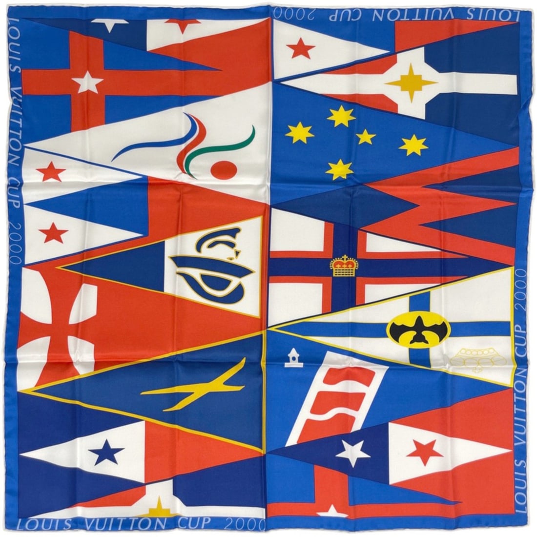 Louis Vuitton Cup Scarf Muffler 2000 Silk Blue Red Women's: --- Catalog ---Category: SizeSize (LxW): 55cm x 55cm / 21.65'' x 21.65''Category: DesignType: ScarfColor: Blue, Red colorGender: WomenMaterial: Silk Category: GeneralBrand: Louis Vuitton--- Item List 