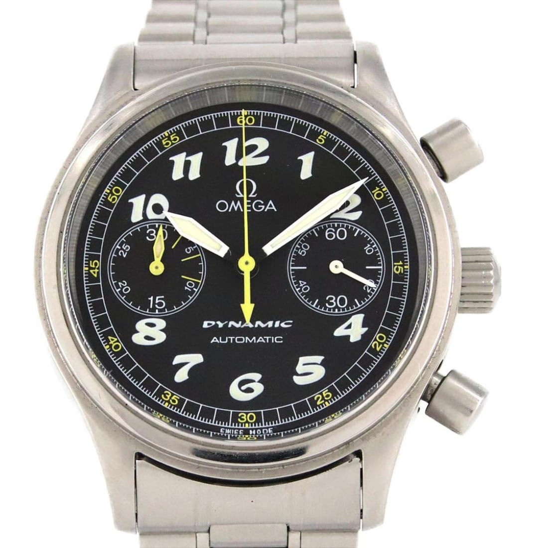Omega Dynamic Chronograph 5240.50 SS Automatic Watch: --- Catalog ---Category: SizeWrist Size: 19cm / 7.48''Case Diameter: 38mm / 1.5''Category: DesignType: WristwatchGender: MenColor (Dial): BlackMaterial (Band): Stainless steelMaterial (Case): Stainles