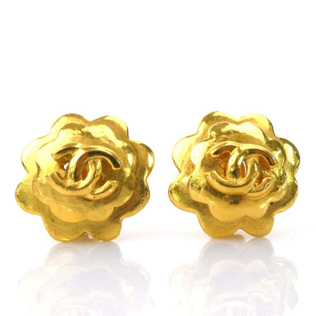 Chanel earrings, metal, gold, women's, r11310i (1 of 9)