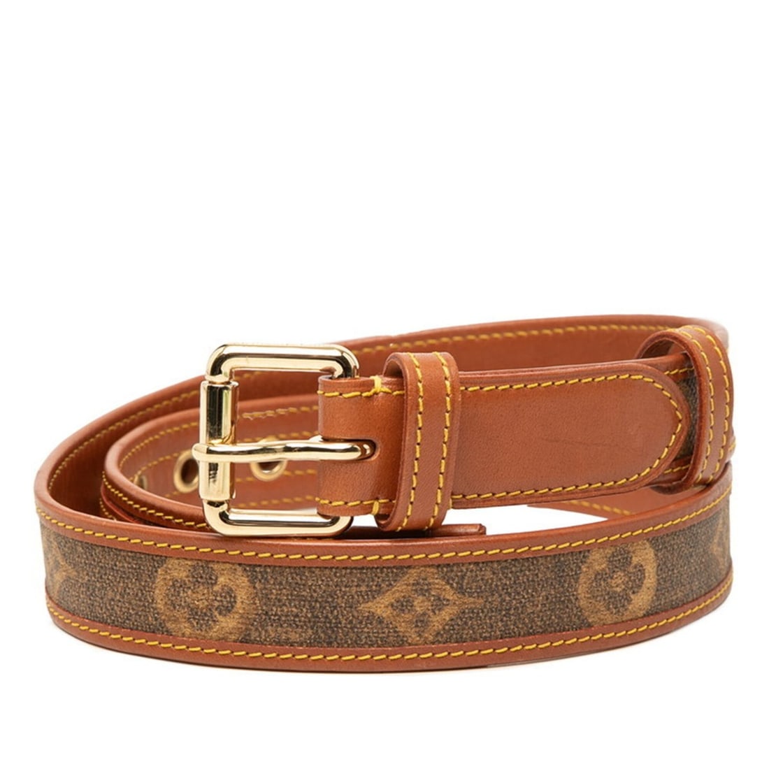 Louis Vuitton Monogram Tisse Belt, Size: 85 (34cm), Brown Leather, Women's.: --- Catalog ---Category: SizeLength: 82cm - 92cm / 32.28'' - 36.22''Category: DesignType: Standard beltColor: BrownGender: WomenMaterial (Strap): PVC , Leather Category: GeneralBrand: Louis Vuitton---