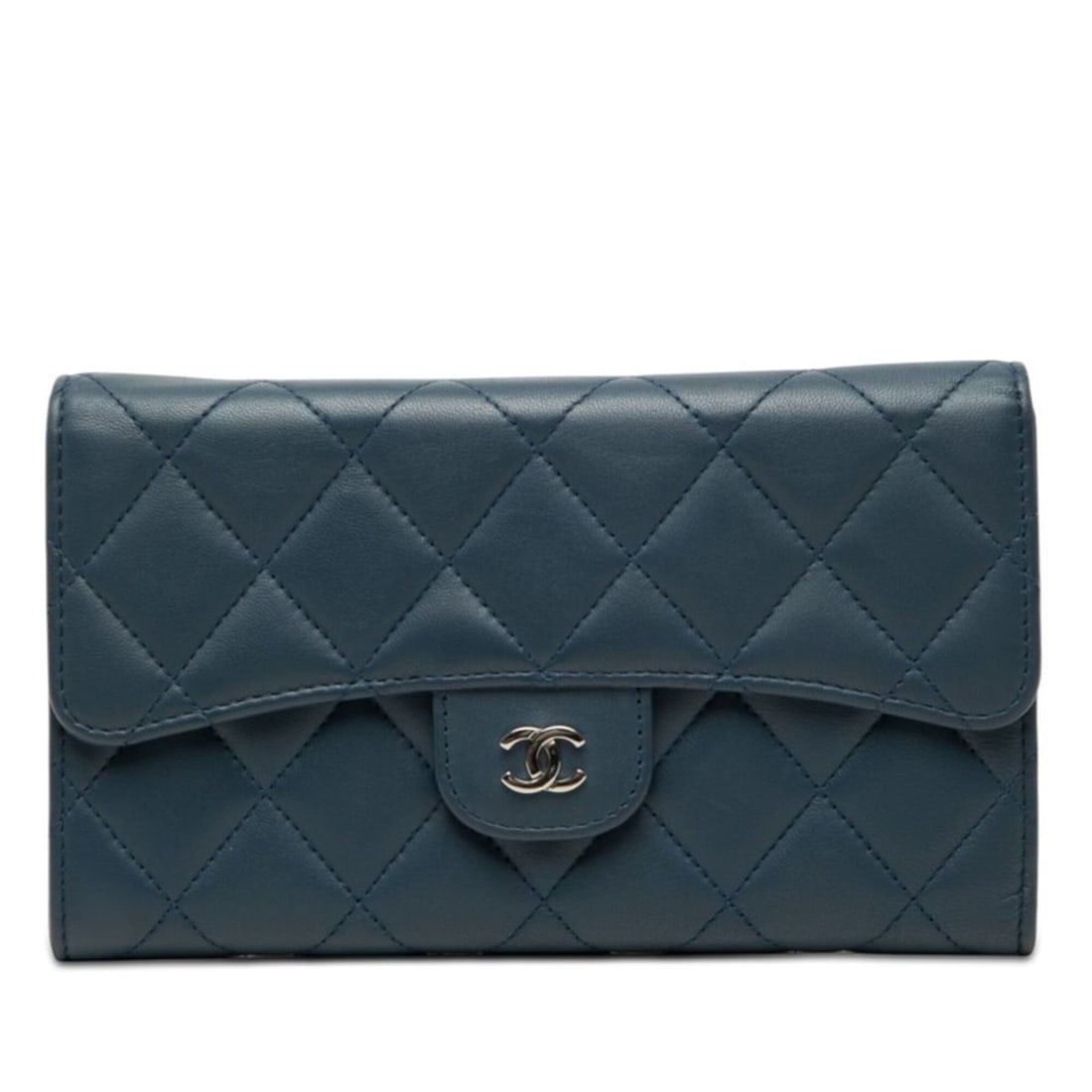 Chanel Matelassé Coco Mark Long Wallet, Navy Lambskin, Women's CHANEL (1 of 16)