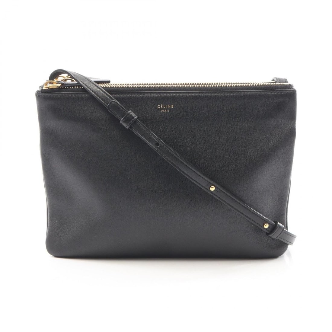 Celine TRIO LARGE Shoulder Bag/Handbag, Leather, Women's, Black, 171453: --- Catalog ---Category: SizeSize (HxWxD): 18cm x 24cm / 7.08'' x 9.44''Category: DesignType: Handbag, Shoulder bagColor: BlackGender: WomenMaterial: Leather Category: GeneralMPN: 171453Brand: Celine-