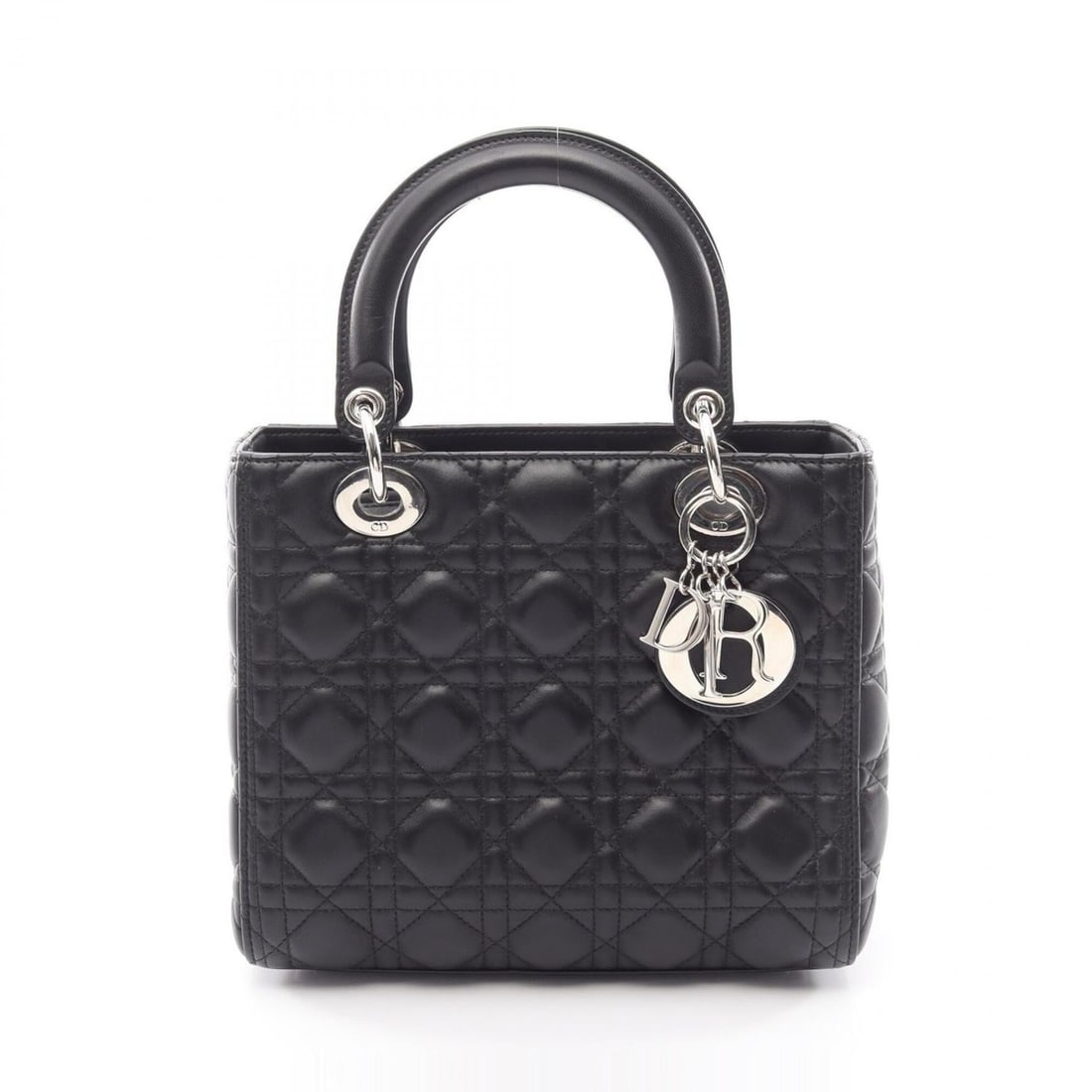 Christian Dior Dior LADY DIOR Cannage Handbag, Leather, Women's, Black: --- Catalog ---Category: SizeSize (HxWxD): 20cm x 24cm x 11cm / 7.87'' x 9.44'' x 4.33''Category: DesignType: HandbagColor: BlackGender: WomenMaterial: Leather Category: GeneralBrand: Christian
