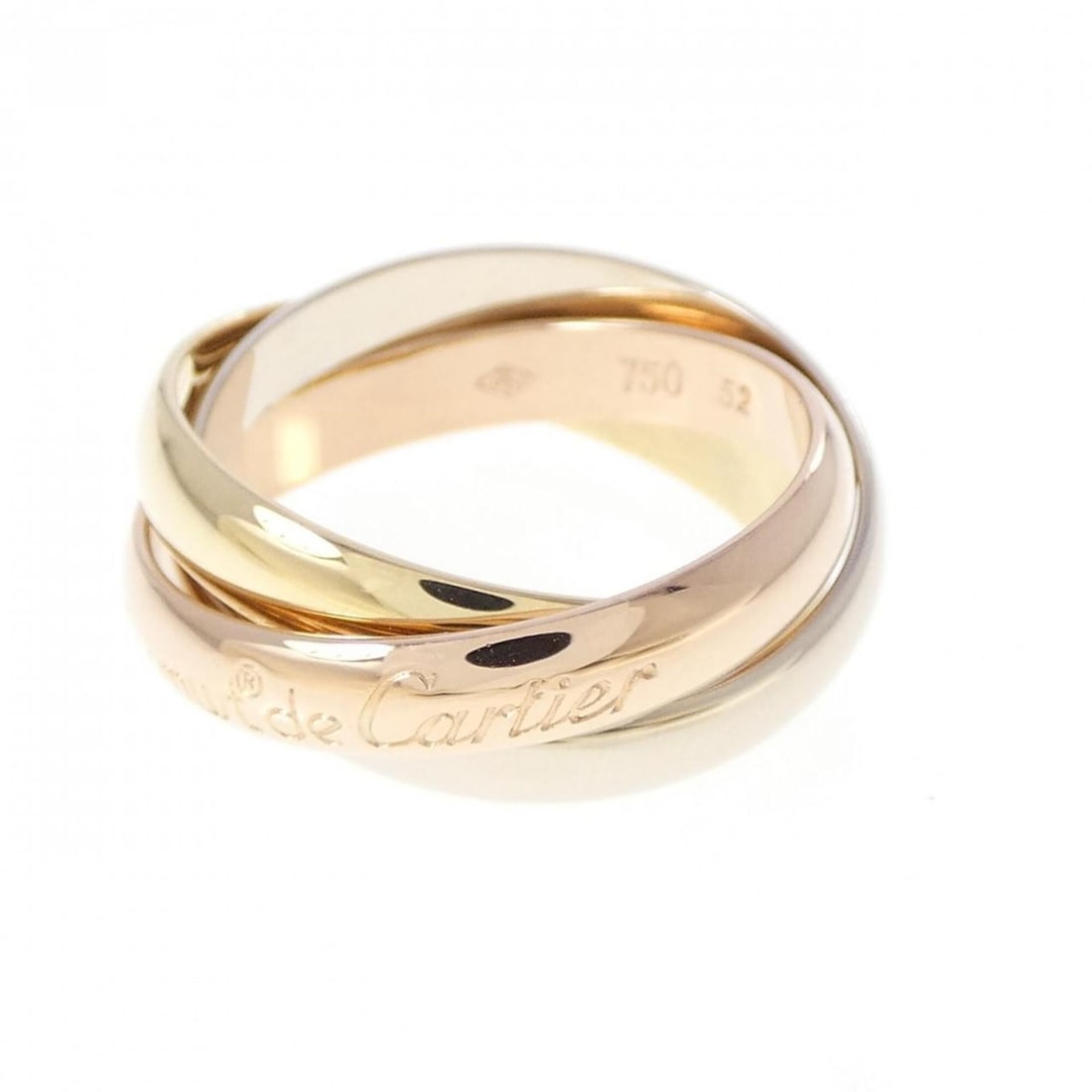 Cartier Trinity Ring: --- Catalog ---Category: SizeUS Size: 6.5Brand Size: 52Category: DesignType: Band ringGender: WomenMaterial: Pink gold (18K), White gold (18K), Yellow gold (18K)Category: GeneralBrand: Cartier---