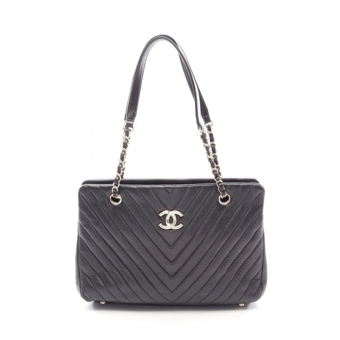 Chanel V-stitch Chevron Tote Bag Handbag Leather Women's Black: --- Catalog ---Category: SizeSize (HxWxD): 22cm x 31cm x 11.5cm / 8.66'' x 12.2'' x 4.52''Category: DesignType: Handbag, Tote bagColor: BlackGender: WomenMaterial: Leather Category: GeneralBrand: Chan