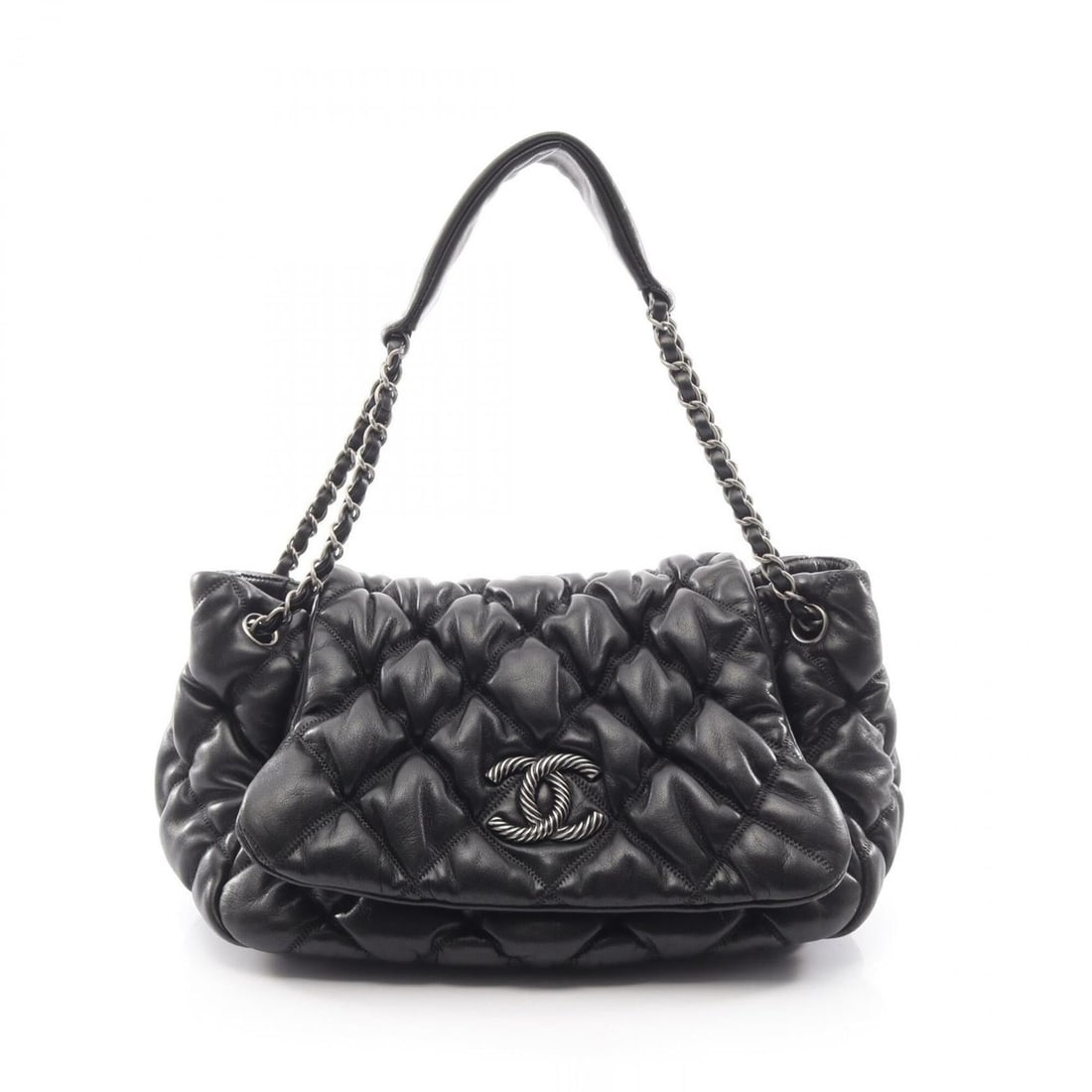 Chanel Bubble Quilted Shoulder Bag/Handbag, Lambskin Leather, Women's, Black: --- Catalog ---Category: SizeSize (HxWxD): 17cm x 28cm x 14cm / 6.69'' x 11.02'' x 5.51''Category: DesignType: Handbag, Shoulder bagColor: BlackGender: WomenCategory: GeneralBrand: Chanel--- Item List