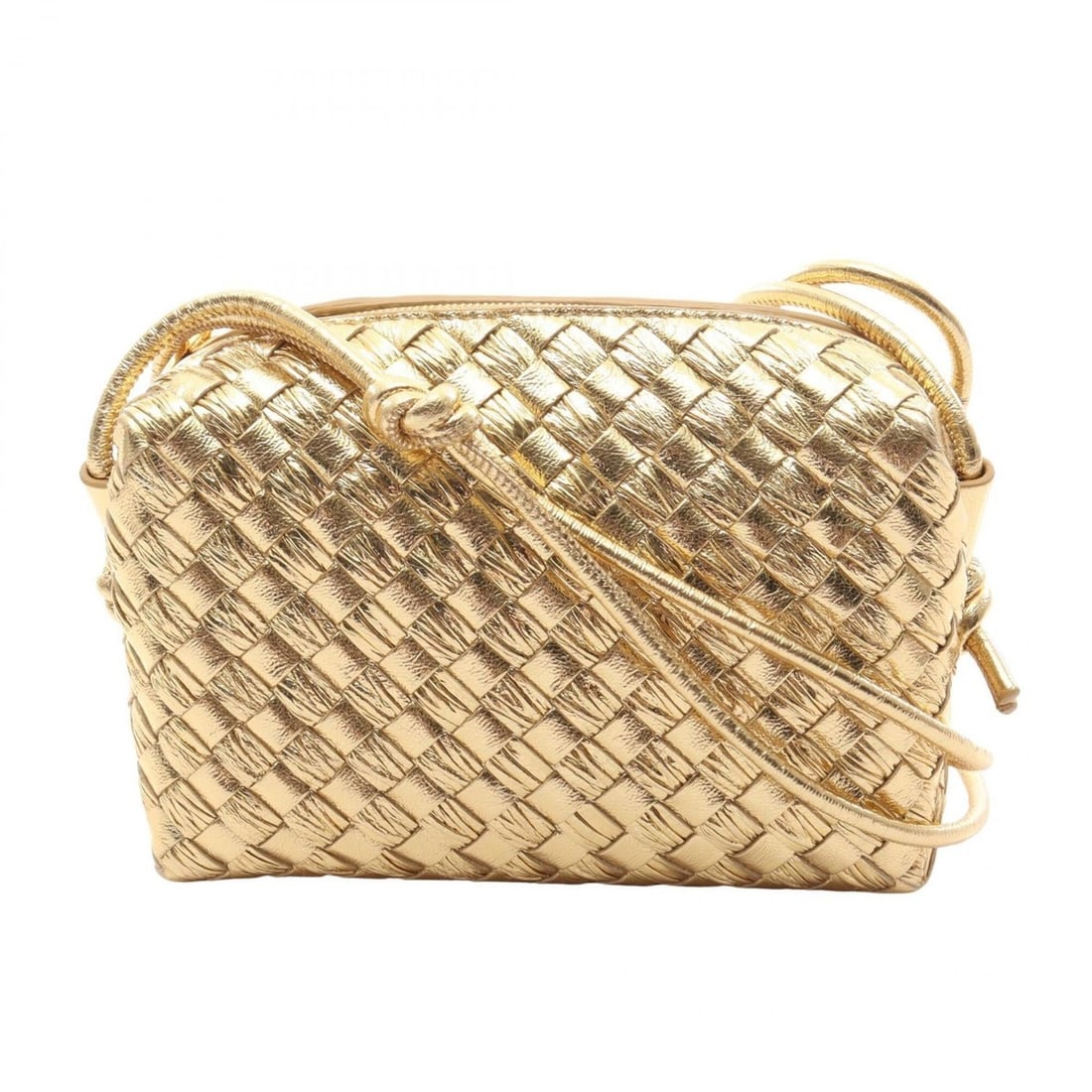Bottega Veneta Intrecciato Mini Loop Camera Bag, Shoulder Handbag, Leather, Women's, Gold Tone (1 of 7)