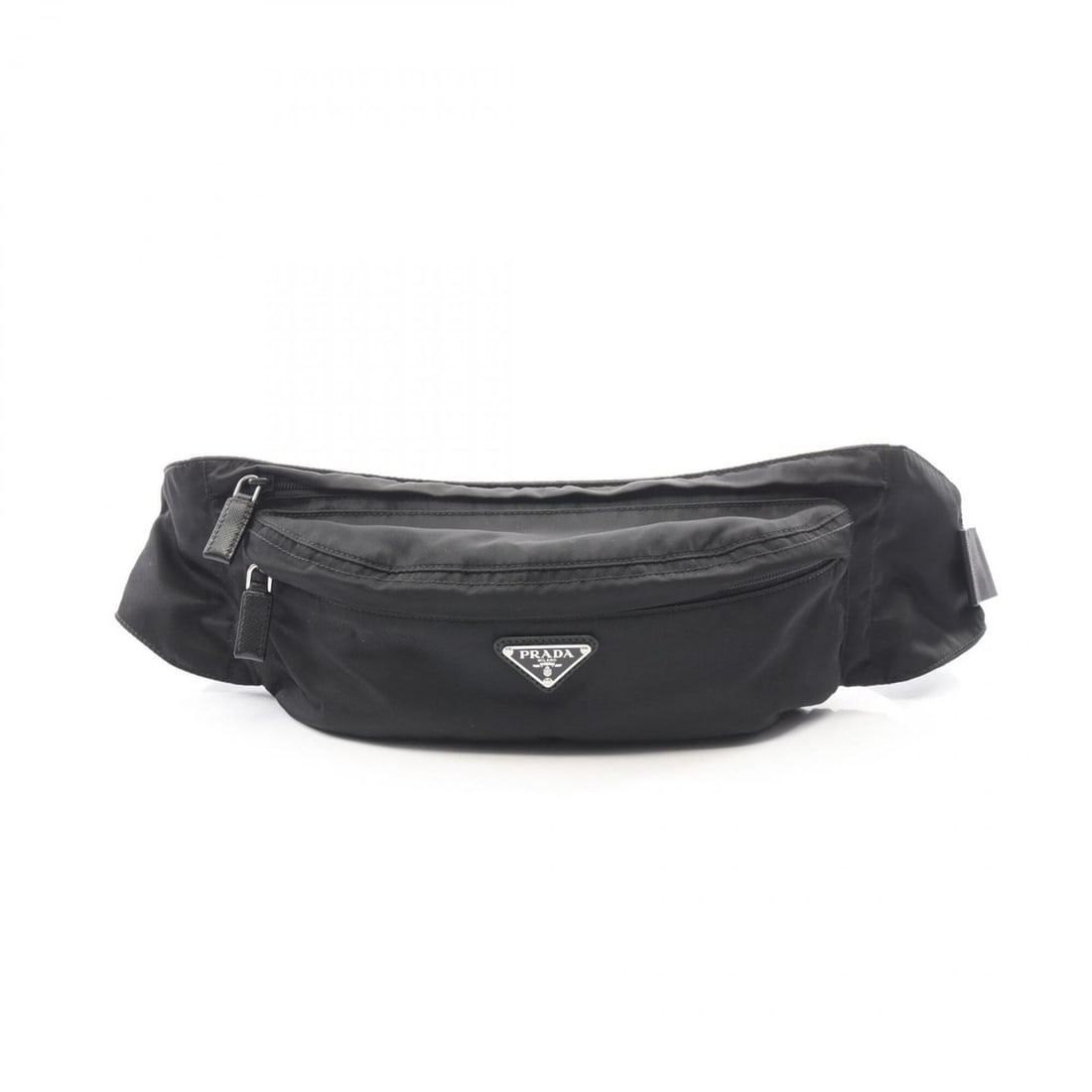 Prada Triangle Logo Waist Bag/Body Bag/Handbag, Nylon/Saffiano Leather, Men's/Women's, Black: --- Catalog ---Category: SizeSize (HxWxD): 13cm x 33cm x 6cm / 5.11'' x 12.99'' x 2.36''Category: DesignType: Fanny pack, HandbagColor: BlackGender: Men,WomenMaterial: Nylon , Leather Leather/Fur Type