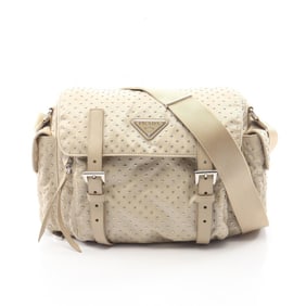 Prada Re-Nylon Studded Shoulder Bag/Handbag, Nylon Leather, Women's, Beige