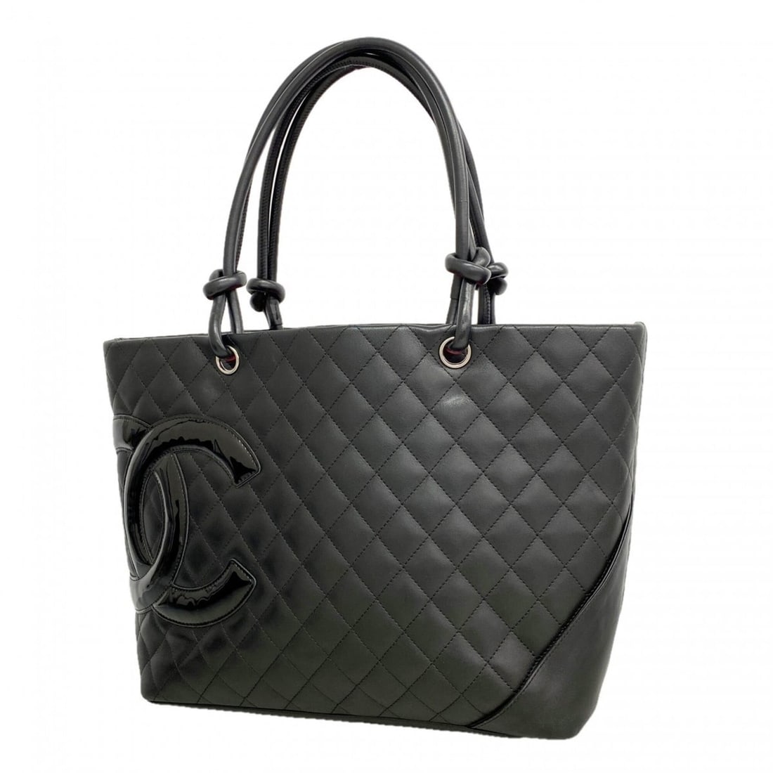 Chanel Cambon Lambskin Tote Bag, Black, Women's: --- Catalog ---Category: SizeSize (HxWxD): 25cm x 29cm x 14cm / 9.84'' x 11.41'' x 5.51''Category: DesignType: Tote bagColor: BlackGender: WomenMaterial: Leather Hardware Color: SilverLeather/Fur Type