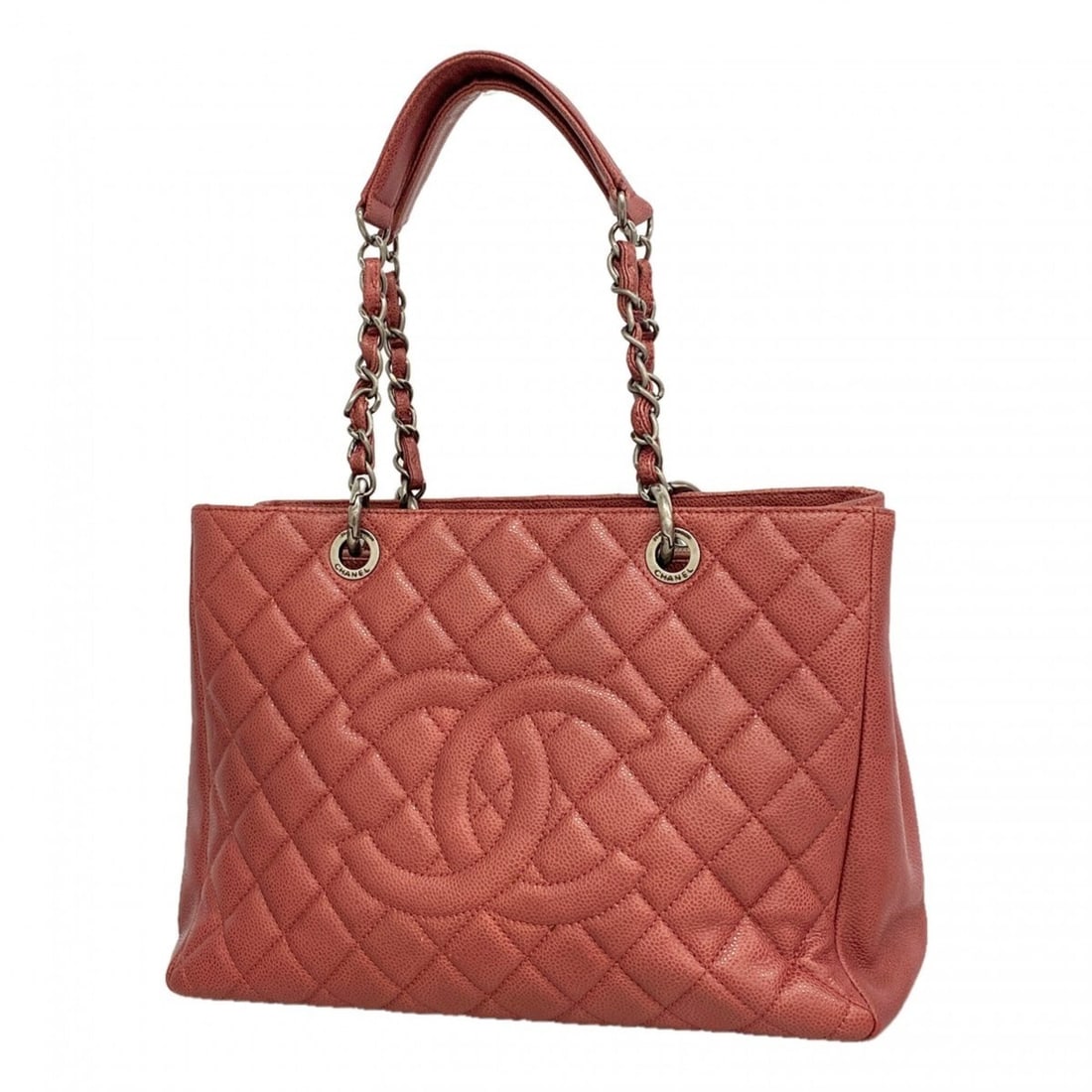 Chanel Matelassé Chain Tote Bag, Caviar Leather, Red, Women's (1 of 11)