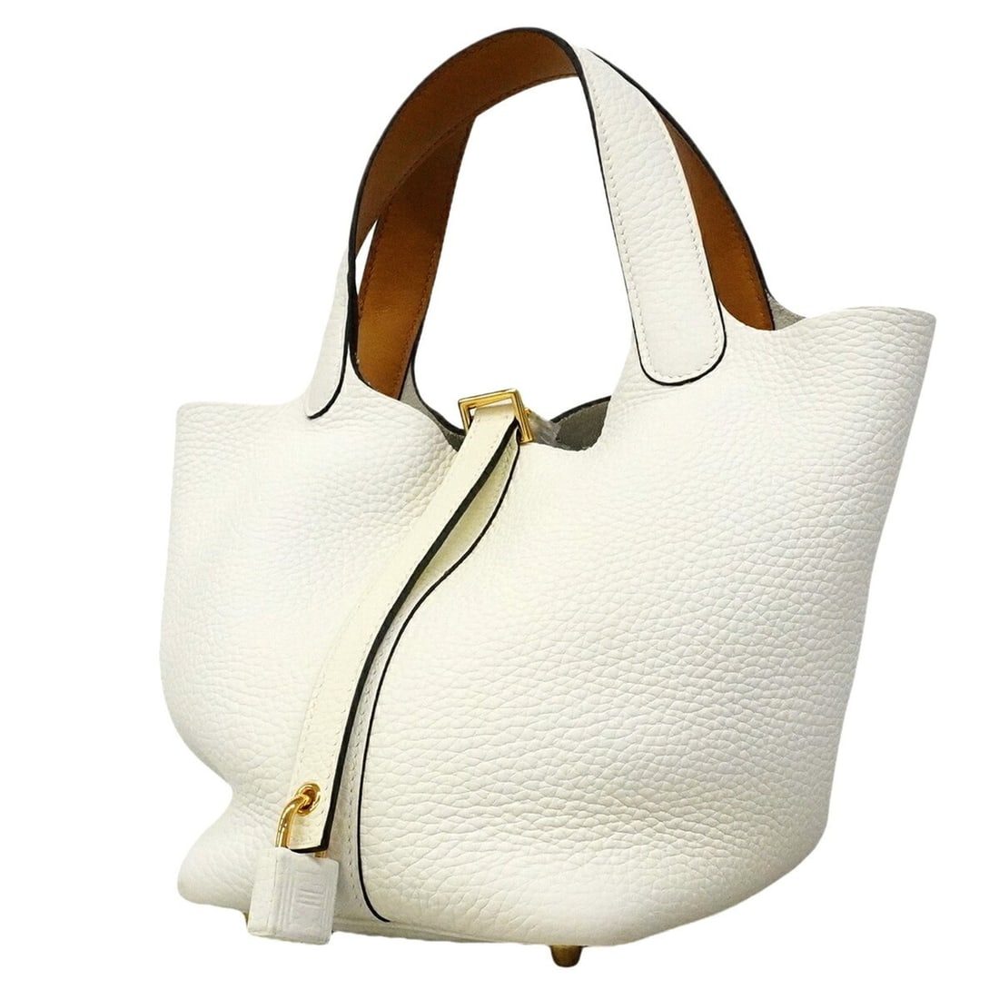Hermes Picotin Lock PM Eclat handbag, Taurillon Clemence leather, New White Sesame, W stamp,: --- Catalog ---Category: SizeSize (HxWxD): 19cm x 14.5cm x 19cm / 7.48'' x 5.7'' x 7.48''Category: DesignType: HandbagColor: WhiteGender: WomenMaterial: Taurillon clemence leather Hardware Color: Gold