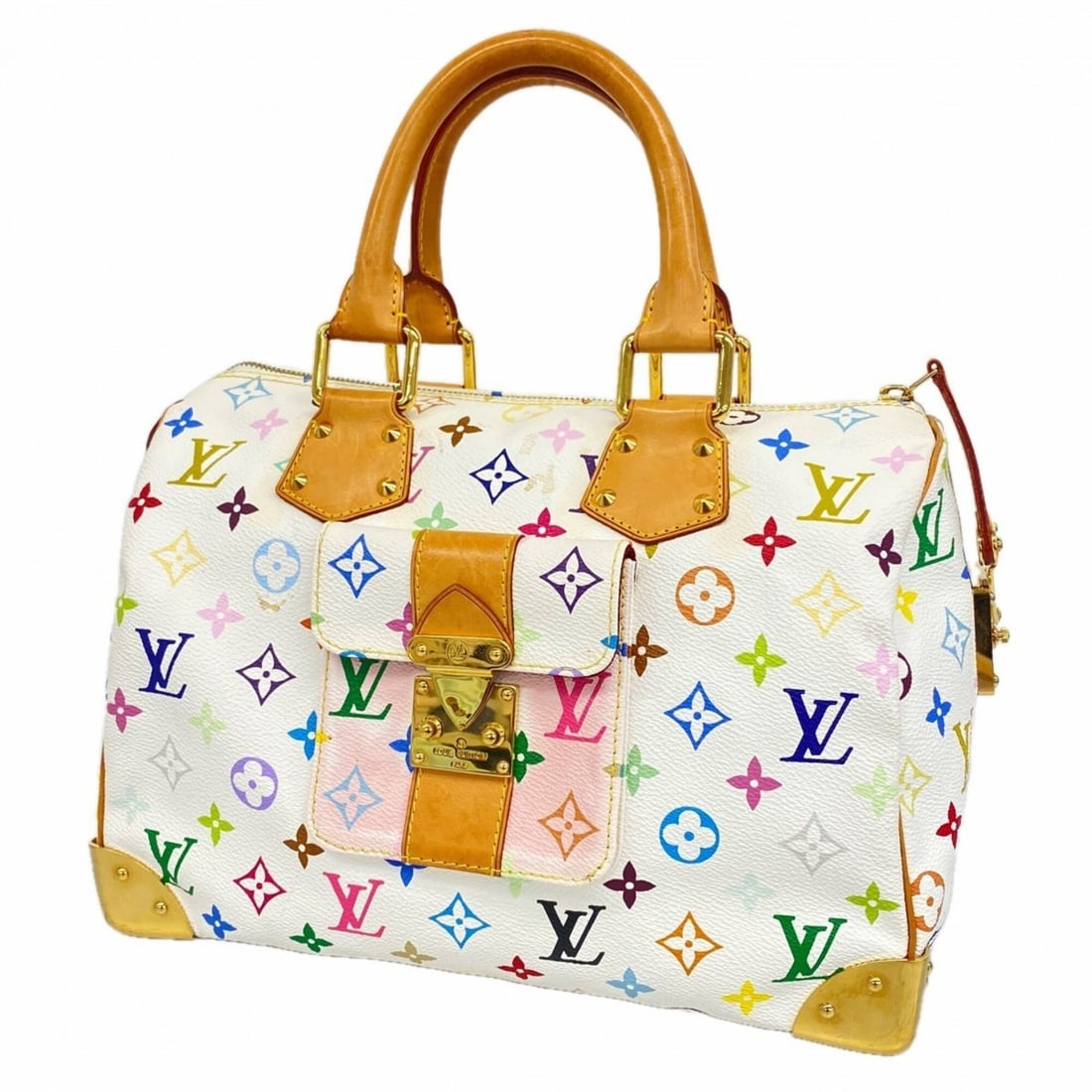 Louis Vuitton Monogram Multicolor Speedy 30 Handbag M92643 Blanc (Women's) (1 of 11)