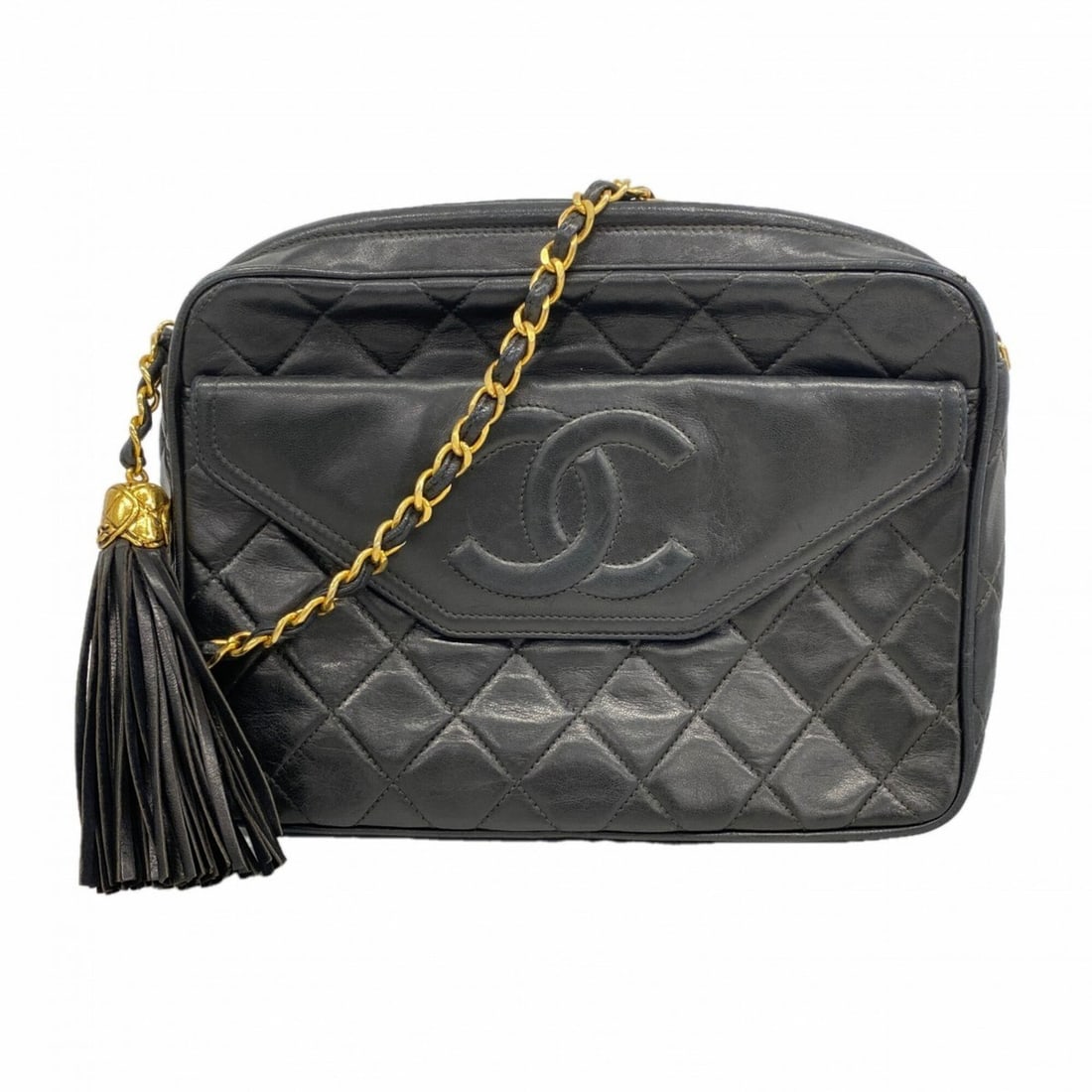 Chanel Matelassé Shoulder Bag with Chain Strap, Lambskin, Black, Women's: --- Catalog ---Category: SizeSize (HxWxD): 17cm x 22cm x 6cm / 6.69'' x 8.66'' x 2.36''Category: DesignType: Shoulder bagColor: BlackGender: WomenMaterial: Leather Hardware Color: GoldLeather/Fur Type
