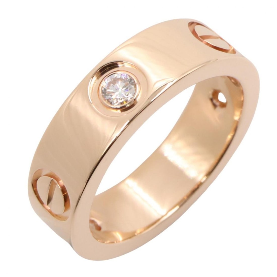 Cartier Love Ring 3PD - Ring/Finger 18KPG (Pink Gold) Diamond Women's Gold Tone Clear B4032400 (1 of 7)
