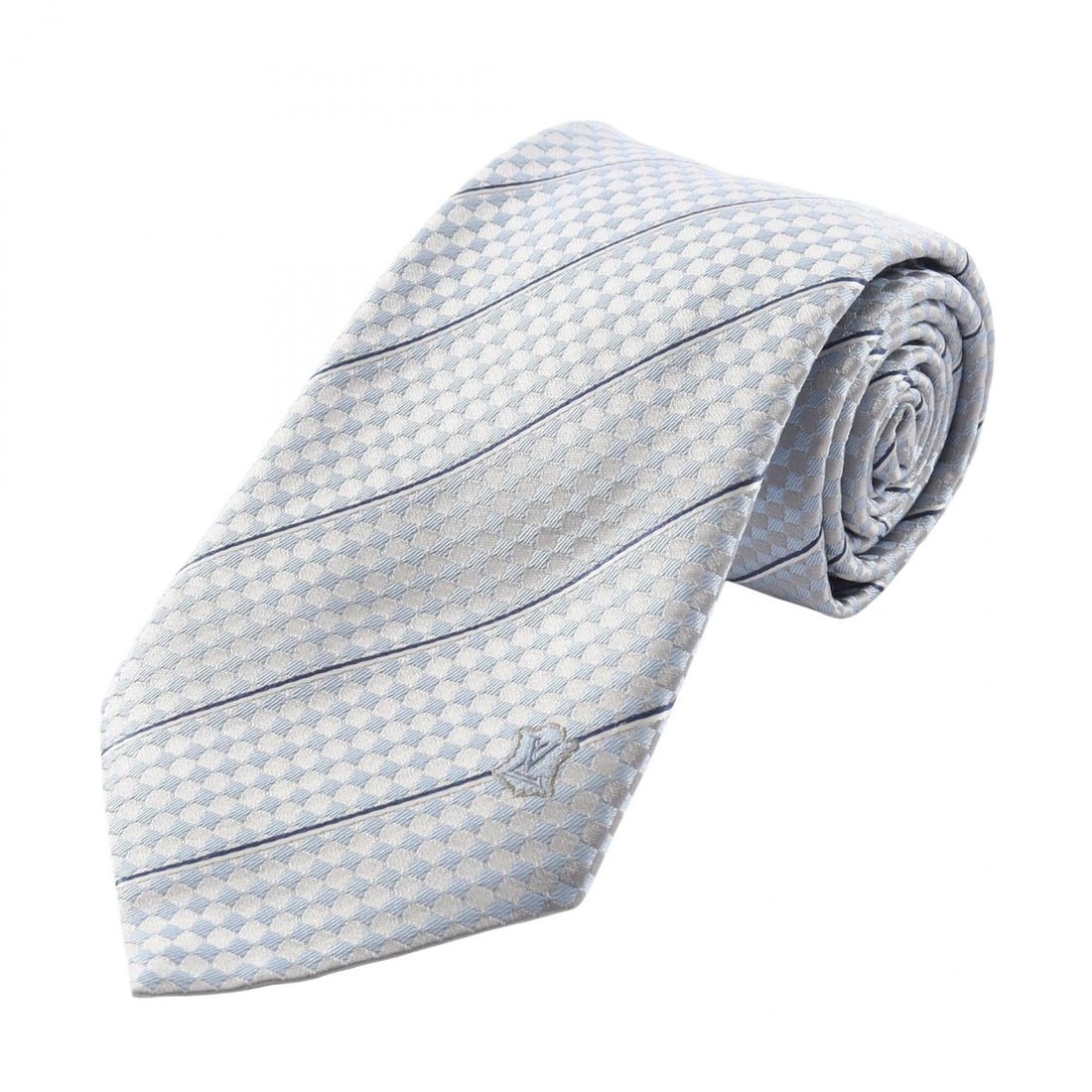 Louis Vuitton Cravat Ex 8cm Micro Damier Blue Ciel Silk Tie for Men, Blue/Silver Tone, M78756: --- Catalog ---Category: SizeTotal Length: 148cm / 58.26''Category: DesignType: CravatColor: Blue, SilverGender: MenMaterial: Silk Category: GeneralMPN: M78756Brand: Louis Vuitton--- Item List ---Sect