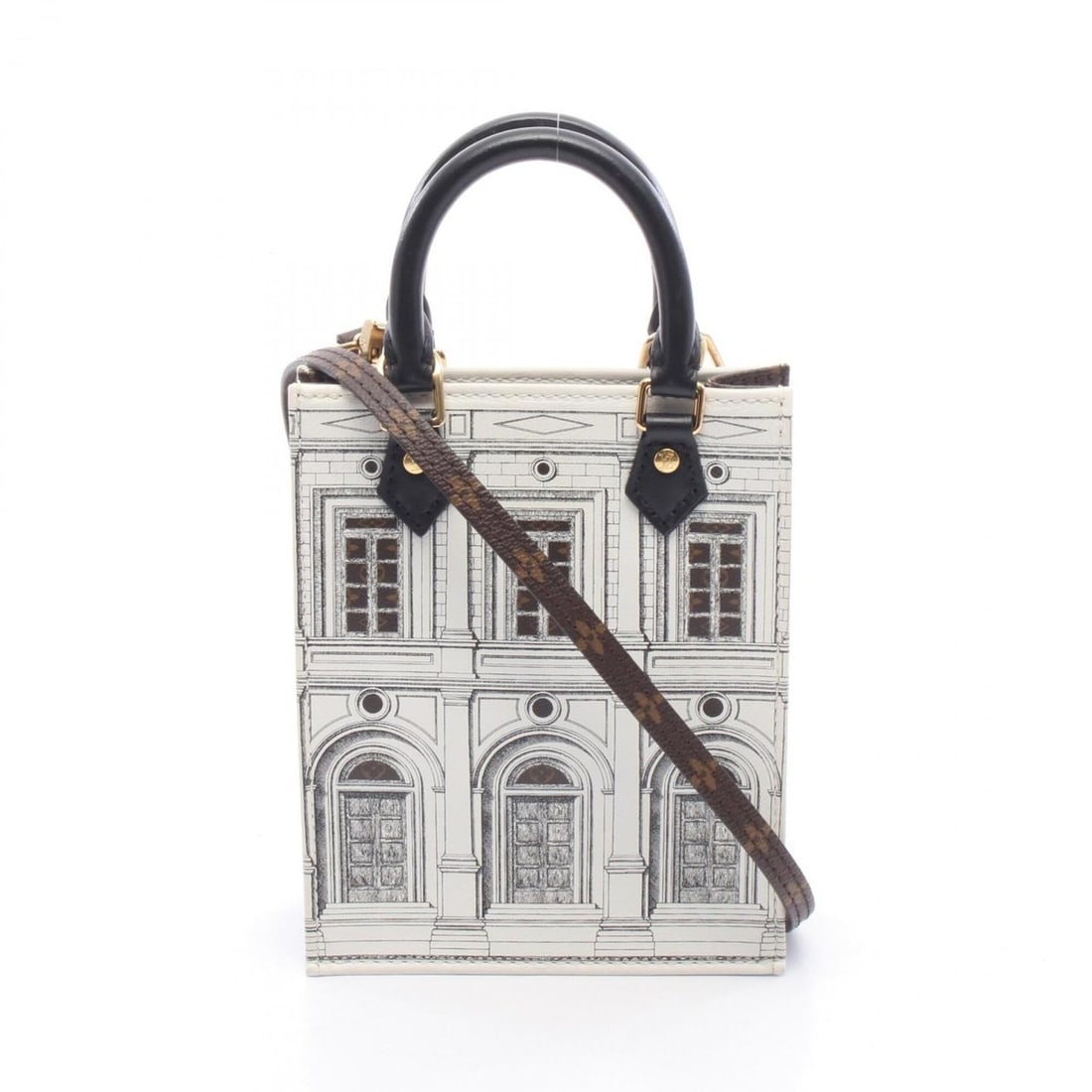 Louis Vuitton x Fornasetti Petite Sac Plat Monogram 2-Way Handbag, Coated Canvas Leather, Women's,: --- Catalog ---Category: SizeSize (HxWxD): 17cm x 14cm x 5cm / 6.69'' x 5.51'' x 1.96''Category: DesignType: HandbagColor: Black, Brown, WhiteGender: WomenMaterial: PVC , Leather Category: GeneralMPN: