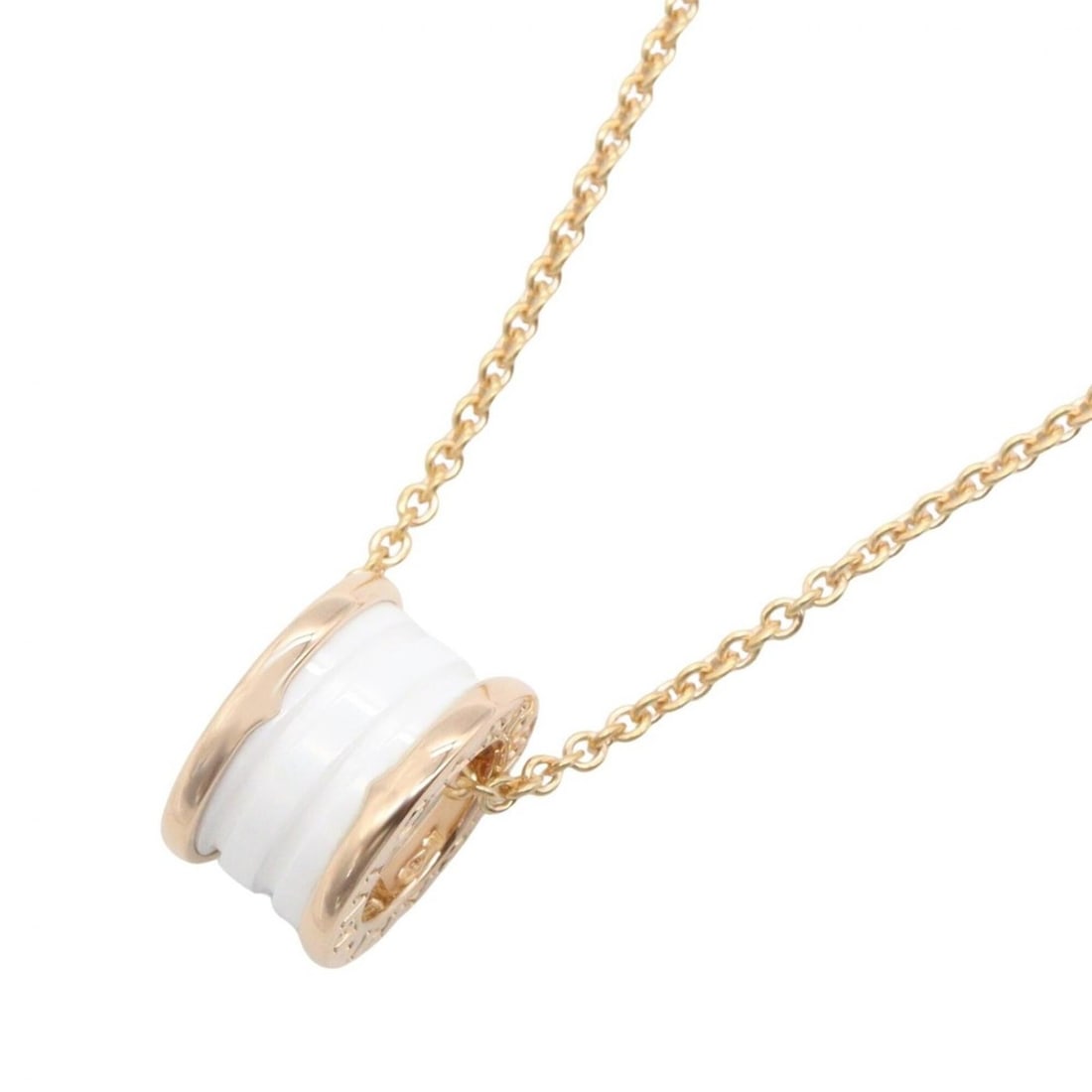BVLGARI B-zero1 Necklace, Ceramic 18KPG (Pink Gold), Ceramic, Women's, Gold/White, 346082 (1 of 5)