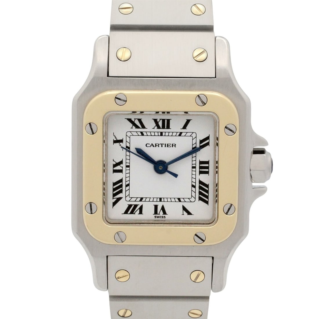 Cartier Santos Galbee SM Watch, Stainless Steel, Ladies, White (0902): --- Catalog ---Category: SizeWrist Size: 15cm / 5.9''Case Diameter: 23.5mm / 0.93''Category: DesignType: WristwatchGender: WomenColor (Dial): WhiteMaterial (Band): Stainless steelMaterial (Case): Stai