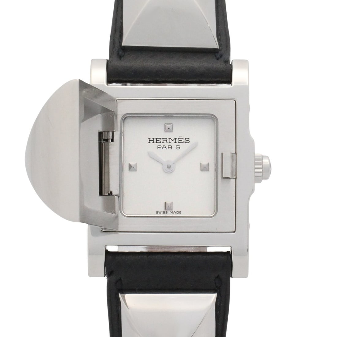 Hermes Medor watch, stainless steel, leather strap, women's, silver tone, ME2.210 (1 of 15)