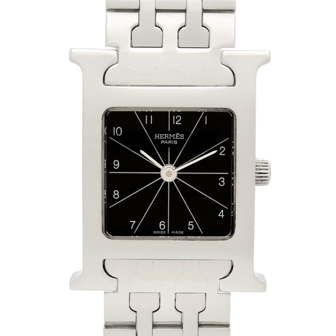 Hermes H-Watch, Stainless Steel, Women's Watch, Black, HH1.210: --- Catalog ---Category: SizeWrist Size: 17cm / 6.69''Case Diameter: 21mm / 0.83''Category: DesignType: WristwatchGender: WomenColor (Dial): BlackMaterial (Band): Stainless steelMaterial (Case): Stain