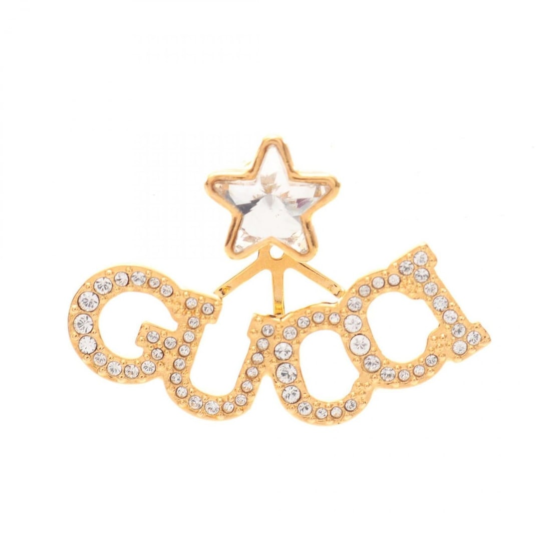 Gucci logo star earrings, gold-plated (GP) rhinestone women's, gold tone. (1 of 6)