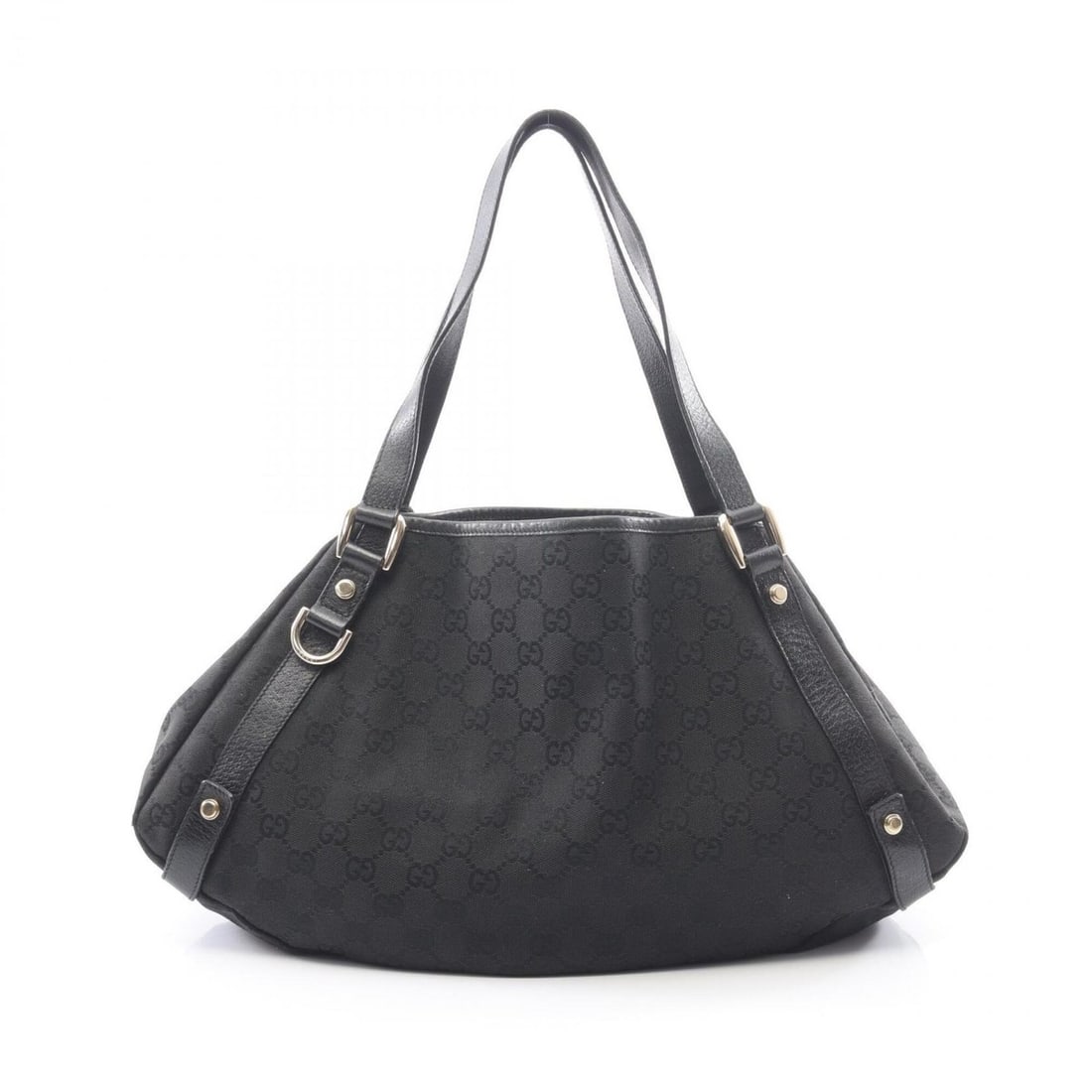 Gucci Abbey GG Canvas Shoulder Bag/Handbag, and Leather, Women's, Black, 130736: --- Catalog ---Category: SizeSize (HxWxD): 25cm x 42cm x 11cm / 9.84'' x 16.53'' x 4.33''Category: DesignType: Handbag, Shoulder bagColor: BlackGender: WomenMaterial: Canvas , Leather Category: Genera