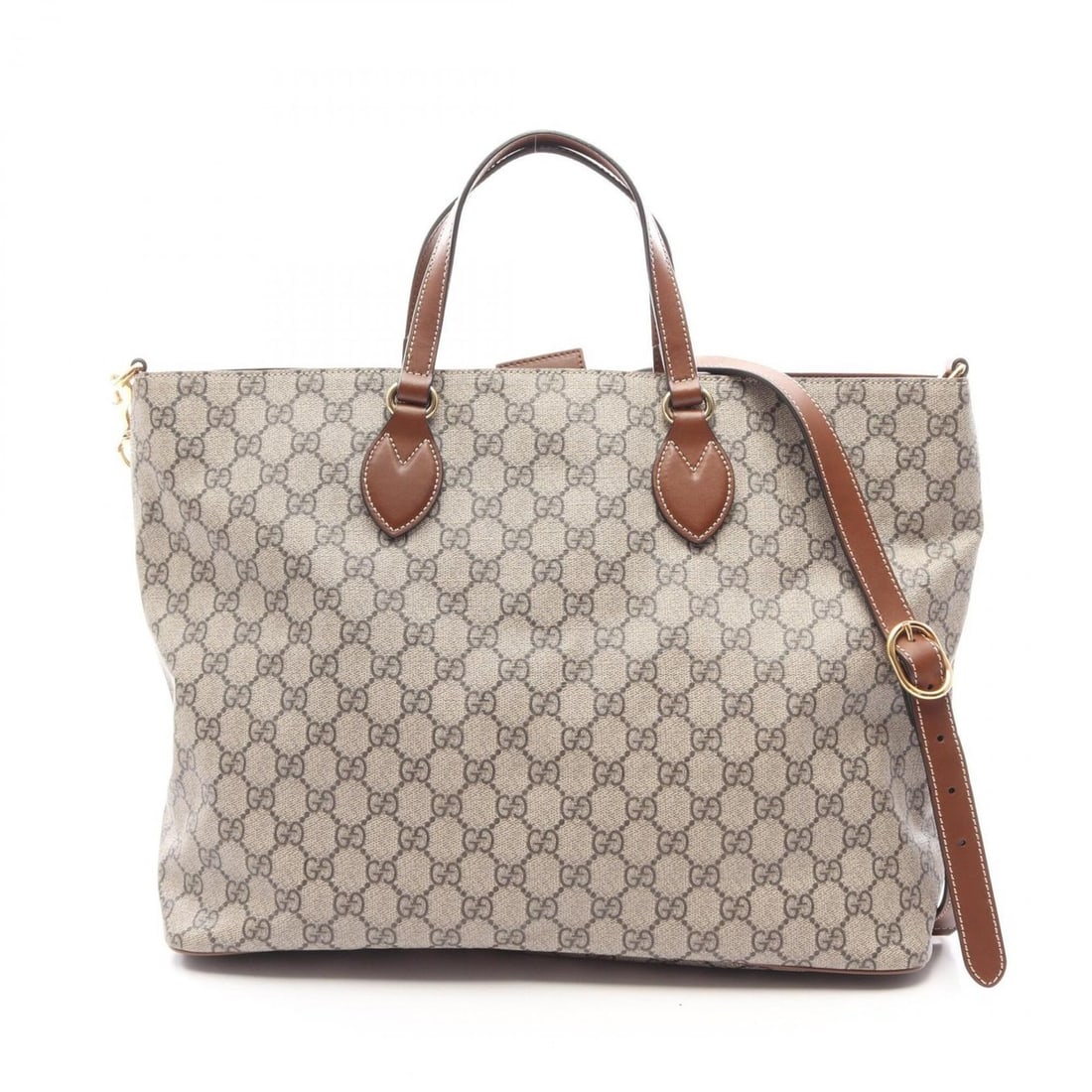 Gucci GG Supreme 2-Way Tote Bag/Handbag, Coated Canvas and Leather, Women's, Beige/Brown, 453705 (1 of 5)