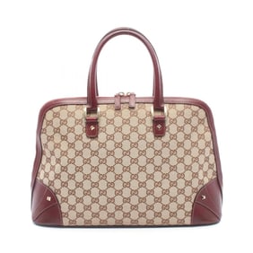 Gucci GG Canvas Handbag, and Leather, Women's, Beige/Burgundy, 131024
