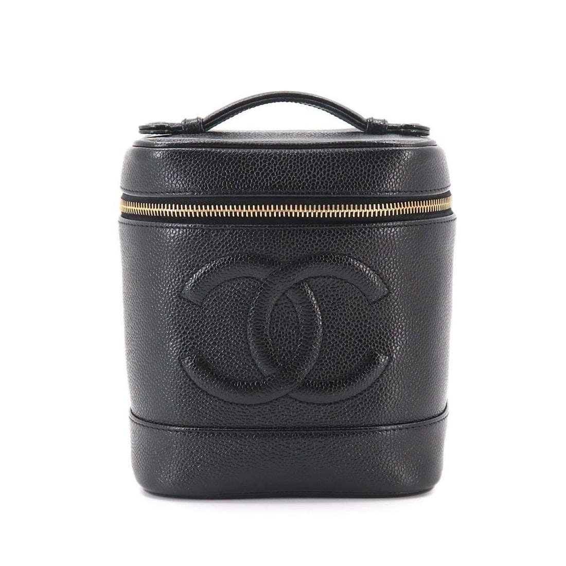 Chanel Vanity Handbag, Caviar Leather, Black, A01998, Coco Mark, Gold Hardware.: --- Catalog ---Category: SizeSize (HxWxD): 17cm x 14.5cm x 12.5cm / 6.69'' x 5.7'' x 4.92''Category: DesignType: Handbag, Vanity bagColor: BlackGender: WomenMaterial: Grained Calfskin Category: Genera
