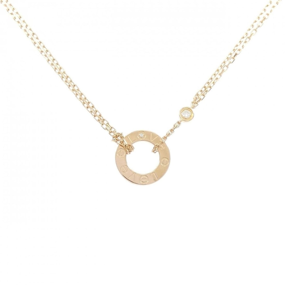 Cartier Love Necklace: --- Catalog ---Category: SizeWidth: 1.1mm / 0.04''Weight: 6.1g / 0.21oz.Diameter: 12.8mm / 0.5''Neck Circumference: 38 cm - 41 cm / 14.96'' - 16.14''Category: DesignStone: DiamondGender: