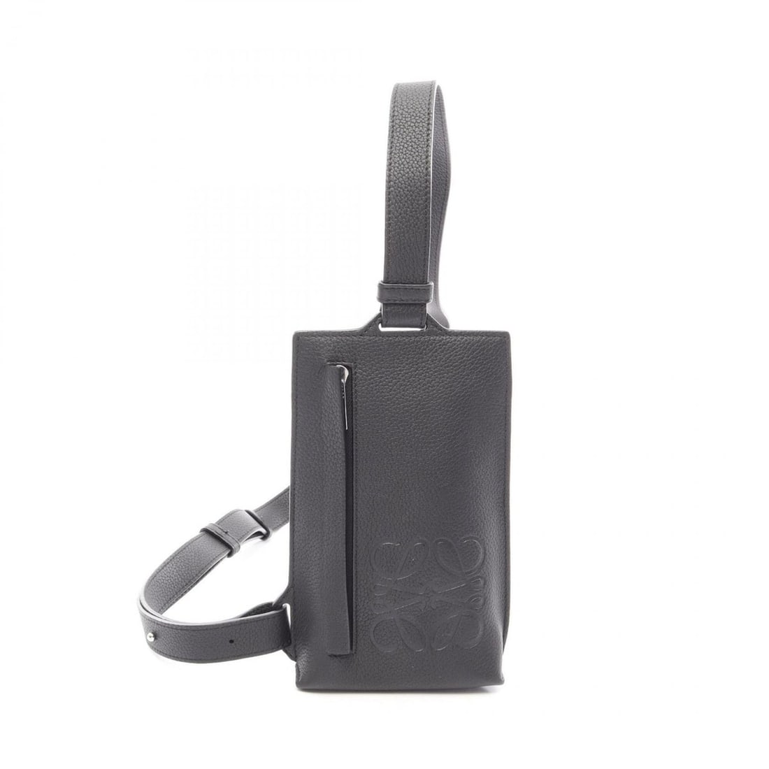 LOEWE Anagram Vertical T-Pocket Waist Bag, Body Handbag, Leather, Men's, Black (C660P02X01): --- Catalog ---Category: SizeSize (HxWxD): 21cm x 12cm x 4.5cm / 8.26'' x 4.72'' x 1.77''Category: DesignType: Fanny pack, Sling bagColor: BlackGender: MenMaterial: Leather Category: GeneralMPN: C660P