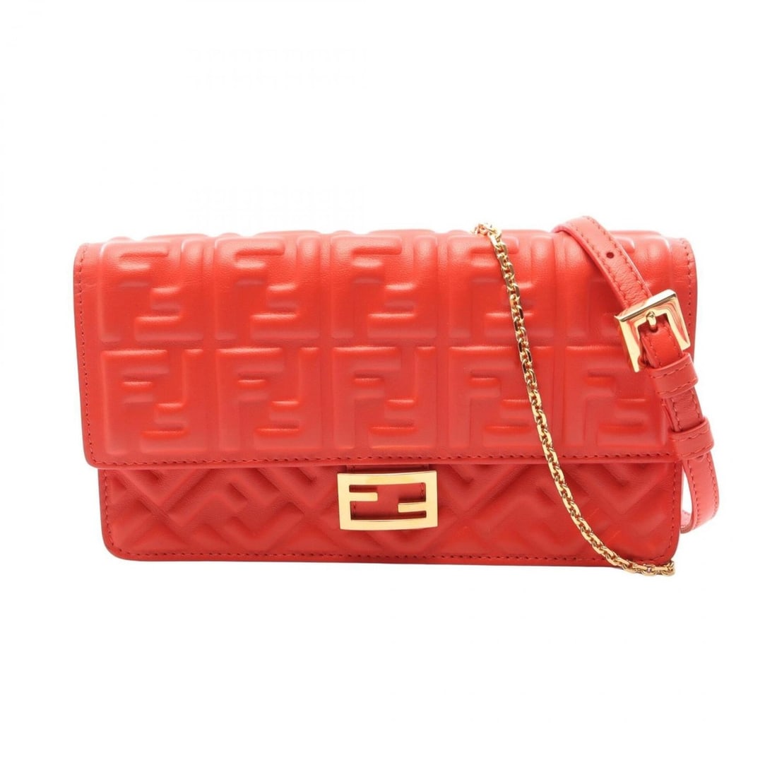Fendi Baguette FF Logo 2-Way Shoulder Bag/Handbag, Leather, Women's, Red, 8M0498: --- Catalog ---Category: SizeSize (HxWxD): 11cm x 21cm x 6cm / 4.33'' x 8.26'' x 2.36''Category: DesignType: Handbag, Shoulder bagColor: Red colorGender: WomenMaterial: Leather Category: GeneralMPN: 8