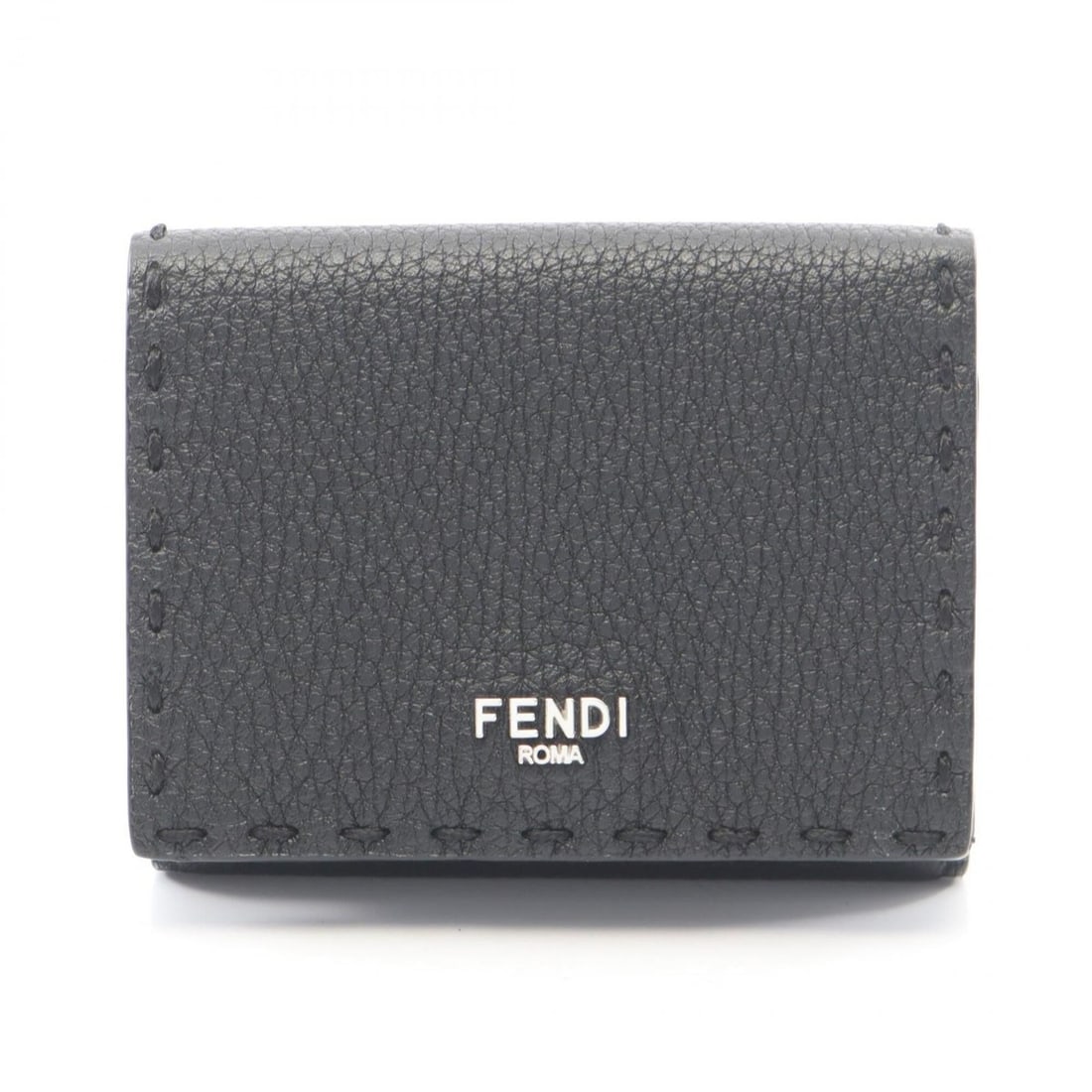 Fendi Selleria Tri-fold Wallet, Leather, Women's, Black (1 of 8)