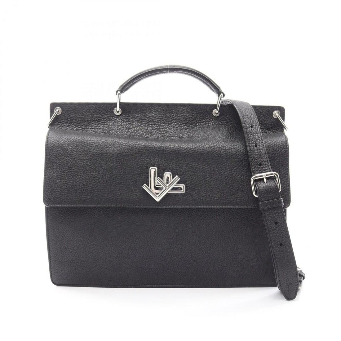 Fendi Selleria FF Turnlock 2-Way Business Bag Handbag Leather Men's Black: --- Catalog ---Category: SizeSize (HxWxD): 28cm x 36cm x 8cm / 11.02'' x 14.17'' x 3.14''Category: DesignType: HandbagColor: BlackGender: MenMaterial: Leather Category: GeneralBrand: Fendi--- Item Lis