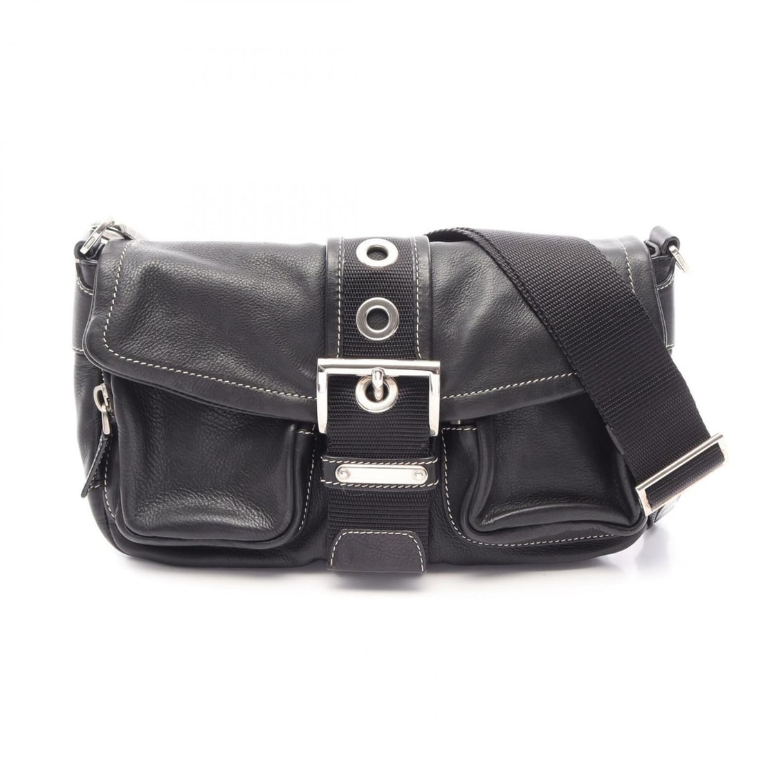 Prada CALF POCKET Shoulder Bag/Handbag, Leather, Women's, Black: --- Catalog ---Category: SizeSize (HxWxD): 15cm x 27cm x 9cm / 5.9'' x 10.62'' x 3.54''Category: DesignType: Handbag, Shoulder bagColor: BlackGender: WomenMaterial: Leather Category: GeneralBrand: Pra