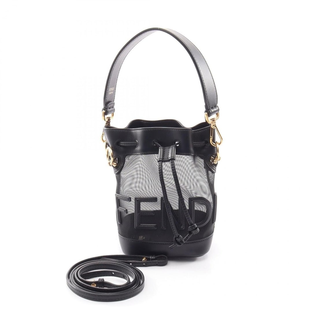 Fendi Mini Montresor Mesh 2-Way Handbag, Nylon Leather, Women's, Black (8BS010): --- Catalog ---Category: SizeSize (HxWxD): 18cm x 12cm x 10cm / 7.08'' x 4.72'' x 3.93''Category: DesignType: HandbagColor: BlackGender: WomenMaterial: Nylon , Leather Category: GeneralMPN: 8BS010Bran