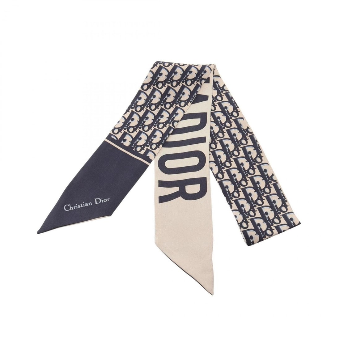 Christian Dior Dior Mitzah Ribbon Oblique Scarf/Muffler, Silk, Women's, Beige/Navy: --- Catalog ---Category: SizeSize (LxW): 98cm x 6cm / 38.58'' x 2.36''Category: DesignType: ScarfColor: Beige, NavyGender: WomenMaterial: Silk Category: GeneralBrand: Christian Dior--- Item List ---Se