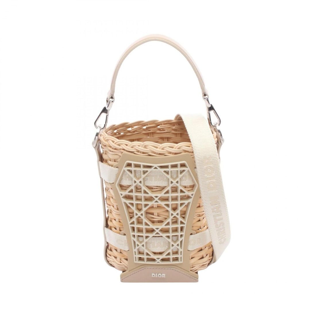 Christian Dior Dior Sahara 2-Way Handbag, Leather & Rattan, Women's, Beige (1 of 6)
