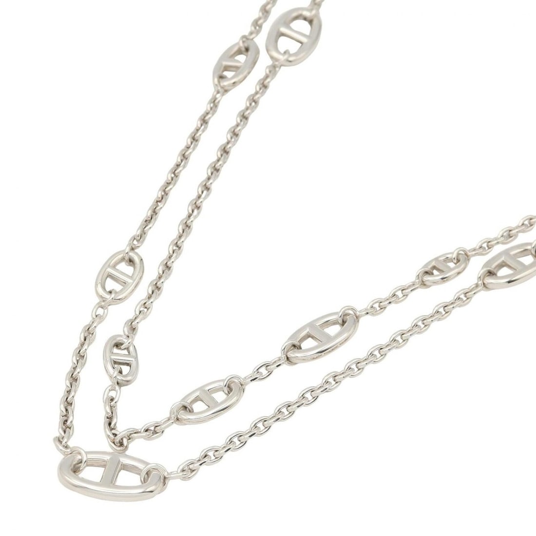 Hermes Chaine d'Ancre Farandole Long Necklace, Sterling Silver 925, Men's and Women's, Tone: --- Catalog ---Category: SizePendant Size: 13.6mm x 23.5mm / 0.53'' x 0.92''Neck Circumference: 157 cm / 61.81''Category: DesignColor: SilverGender: Men,WomenMaterial: Silver 925Necklace Type: Necklac