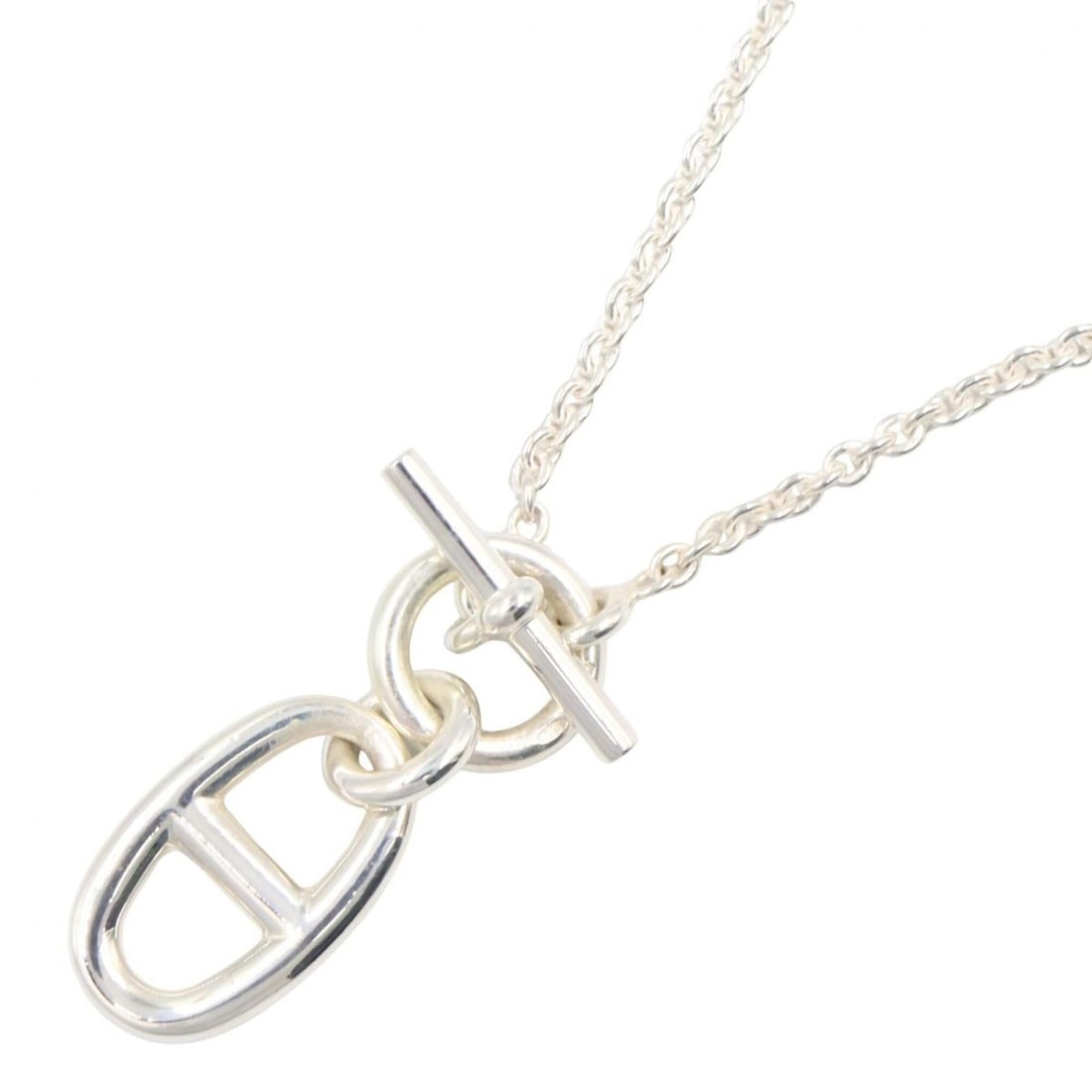 Hermes Chaine d'Ancre Amulette Necklace, Sterling Silver 925, Women's Jewelry, Tone: --- Catalog ---Category: SizePendant Size: 18mm x 11mm / 0.7'' x 0.43''Neck Circumference: 39.5 cm / 15.55''Category: DesignColor: SilverGender: WomenMaterial: Silver 925Necklace Type: NecklaceCategor