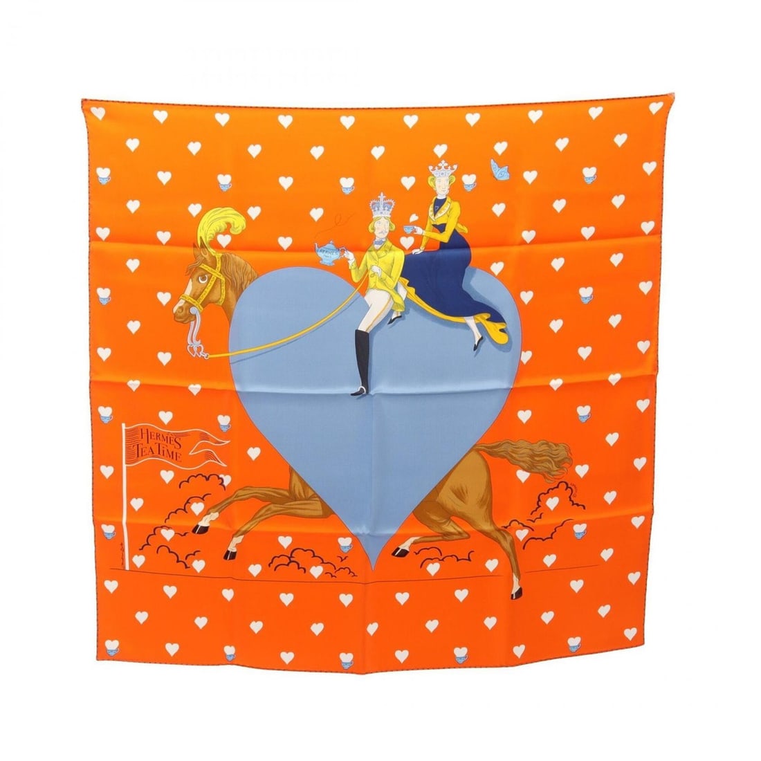 Hermes Carre 70 Tea Time Scarf/Muffler, Silk, Women's, Orange/Blue Multicolor: --- Catalog ---Category: SizeSize (LxW): 66cm x 66cm / 25.98'' x 25.98''Category: DesignType: ScarfColor: Blue, Multi-color, OrangeGender: WomenMaterial: Silk Category: GeneralBrand: Hermes--- Item Li