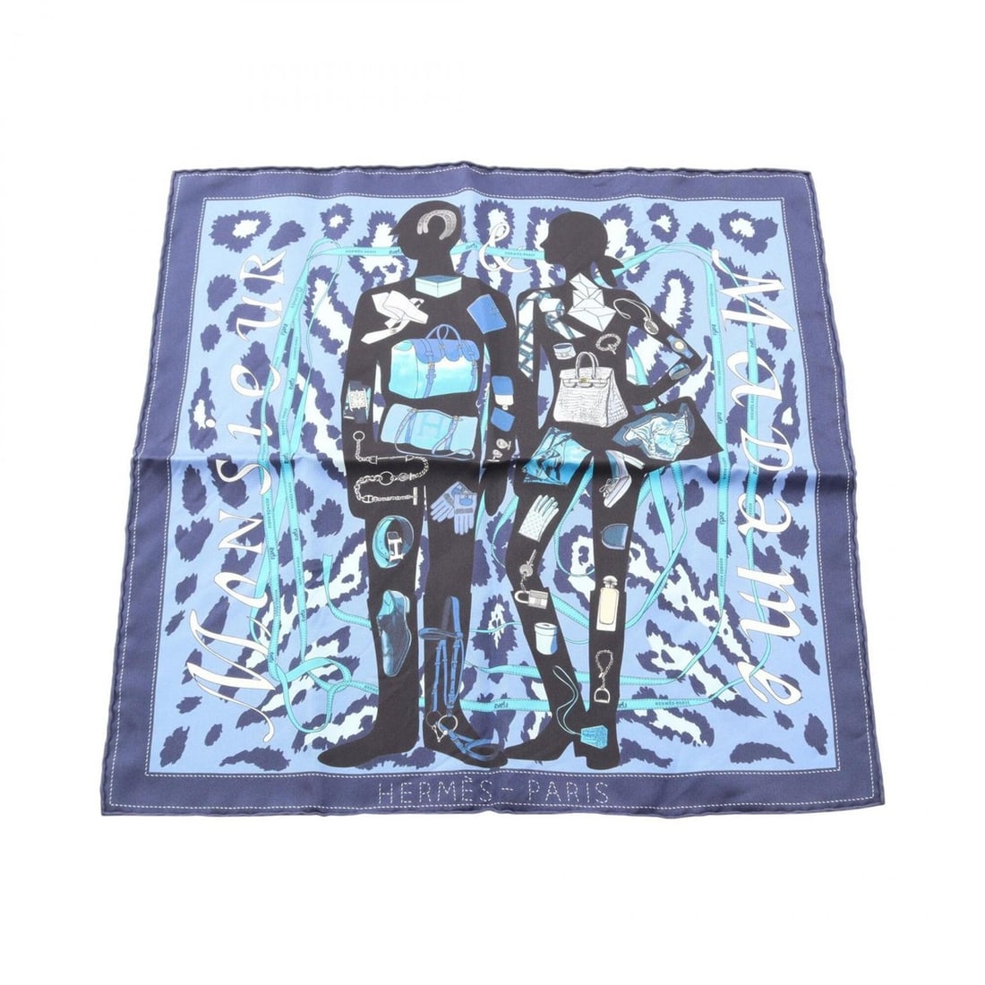 Hermes HERMES Carre 45 MONSIEUR ET MADAME Scarf Muffler Silk Women's Blue Multicolor: --- Catalog ---Category: SizeSize (LxW): 42cm x 42cm / 16.53'' x 16.53''Category: DesignType: ScarfColor: Blue, Multi-colorGender: WomenMaterial: Silk Category: GeneralBrand: Hermes--- Item List ---Se