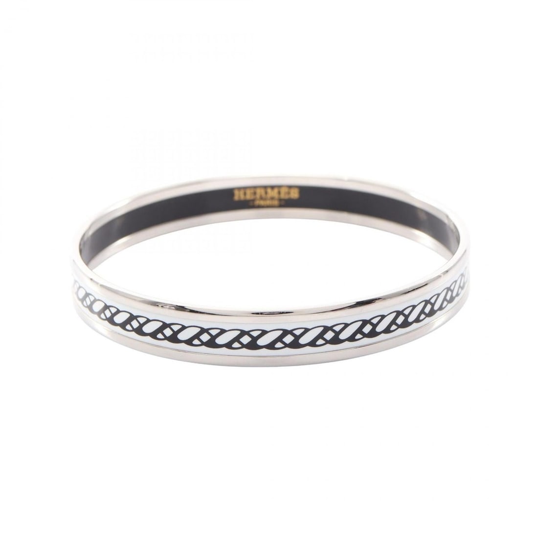 Hermes HERMES Email PM Celtic Knot Bangle Accessory Stainless Steel Cloisonné Enamel Women's Silver: --- Catalog ---Category: DesignType: BangleColor: Black, Silver, WhiteGender: WomenMaterial: Cloisonné/enamel, Stainless steelCategory: GeneralBrand: Hermes--- Item List ---Section: ConditionRanking:
